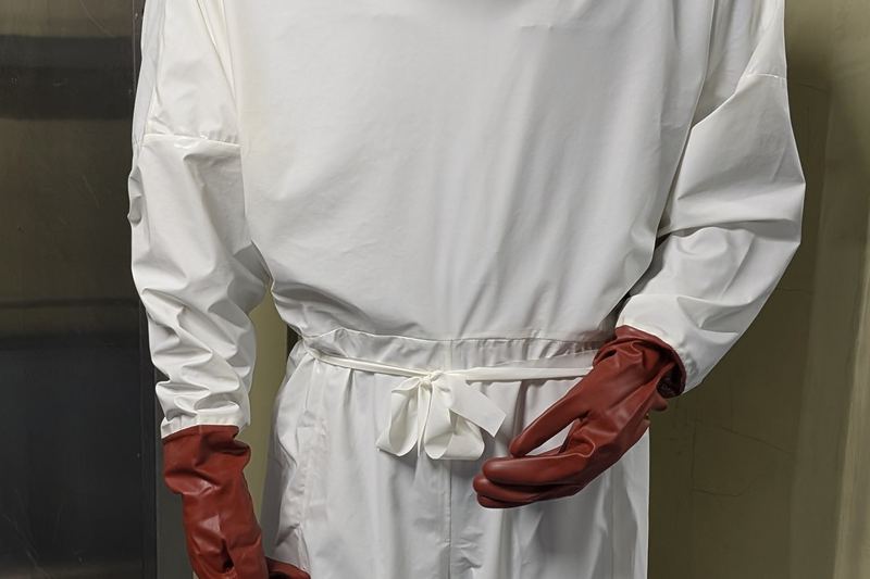 Full-body protective suit displayed for training
